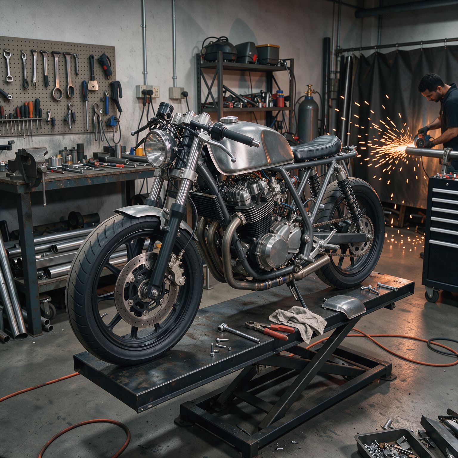 Custom cafe racer motorbike build